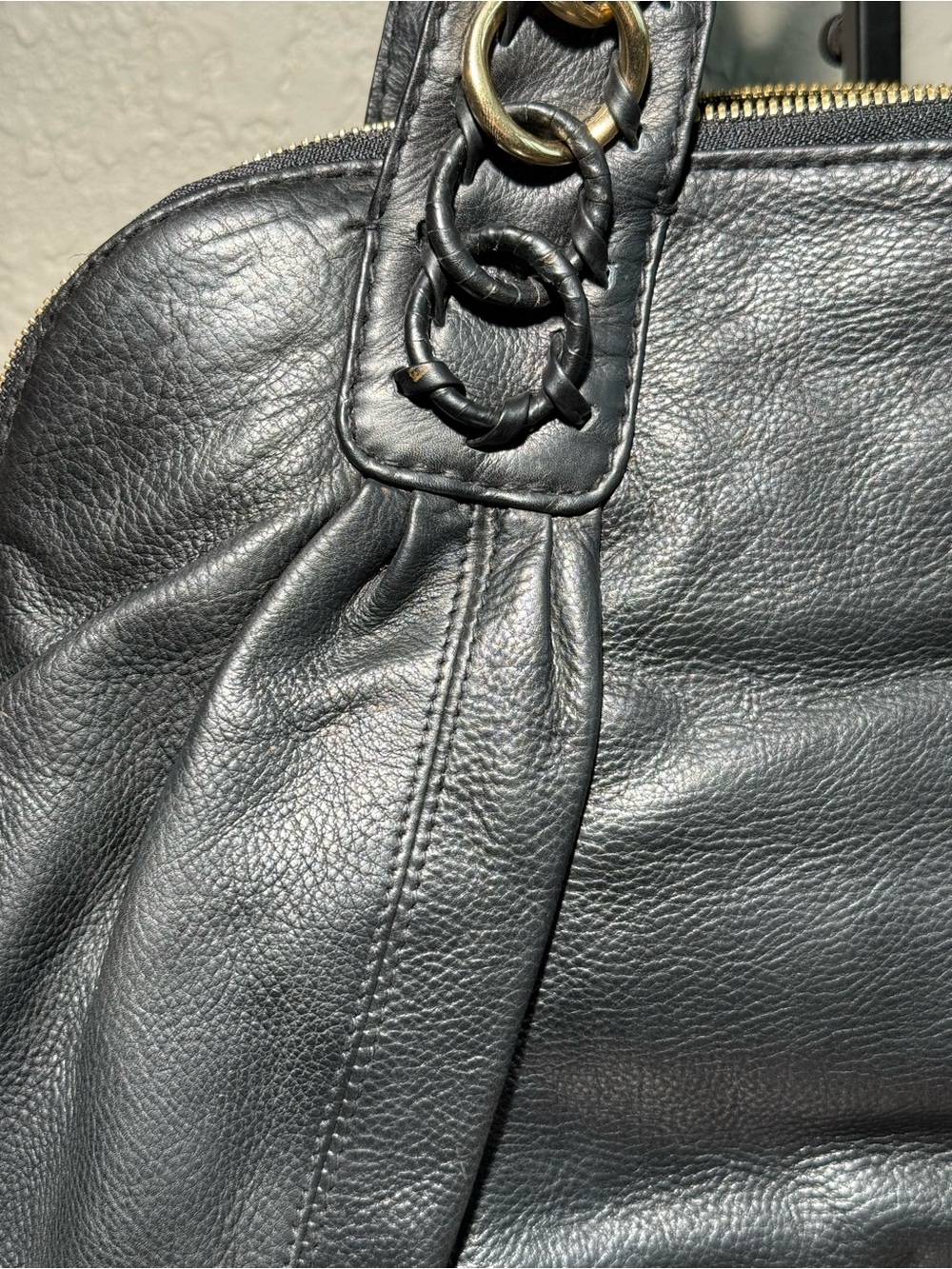 Michael Kors ID Chain Large Black Leather Satchel Handbag MSRP $1,095 - Picture 16 of 17